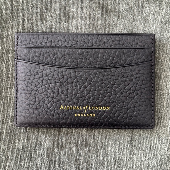 ASPINAL Of London Black Leather Card Holder- Unisex